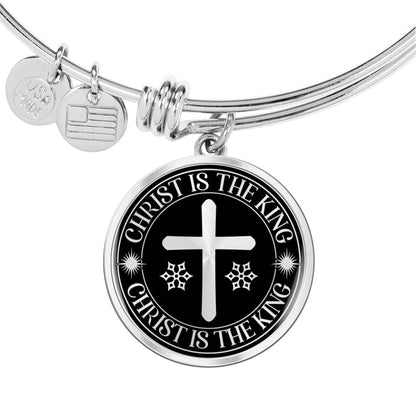 Christ is The King Mark 15:32 Bracelet Stainless Steel or 18k Gold Circle Bangle-Express Your Love Gifts