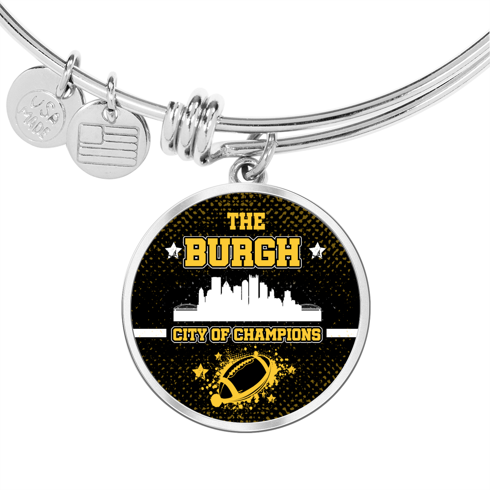 Burgh City of Champions Bracelet Stainless Steel or 18k Gold Circle Bangle-Express Your Love Gifts