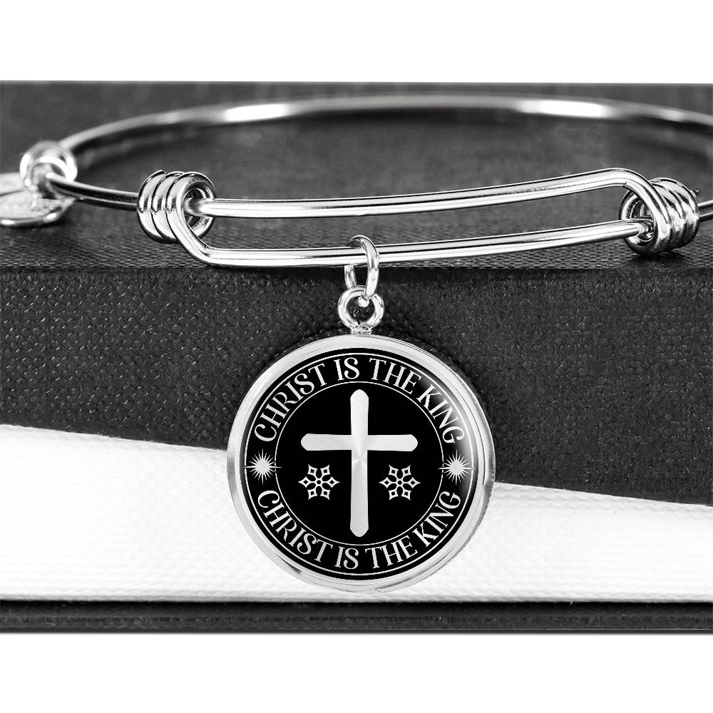 Christ is The King Mark 15:32 Bracelet Stainless Steel or 18k Gold Circle Bangle-Express Your Love Gifts