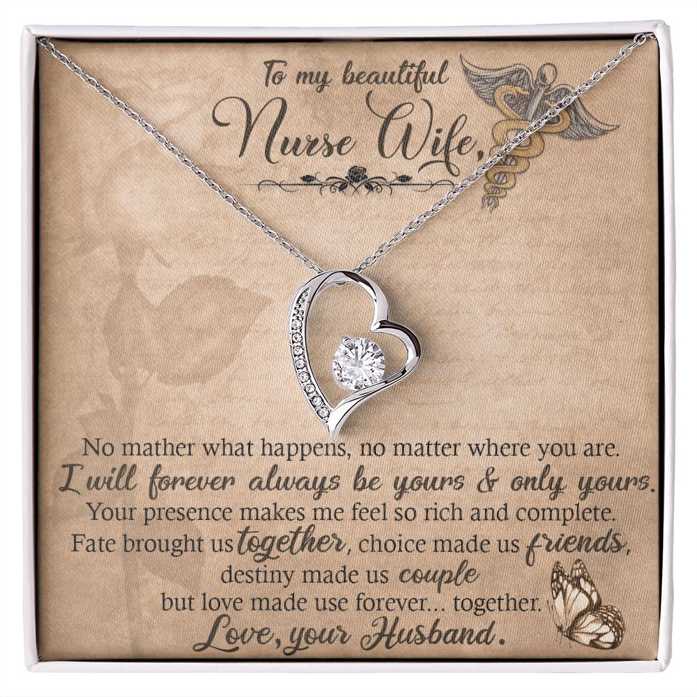 To my Wife Nurse In This Difficult Time Forever Necklace w Message Card-Express Your Love Gifts