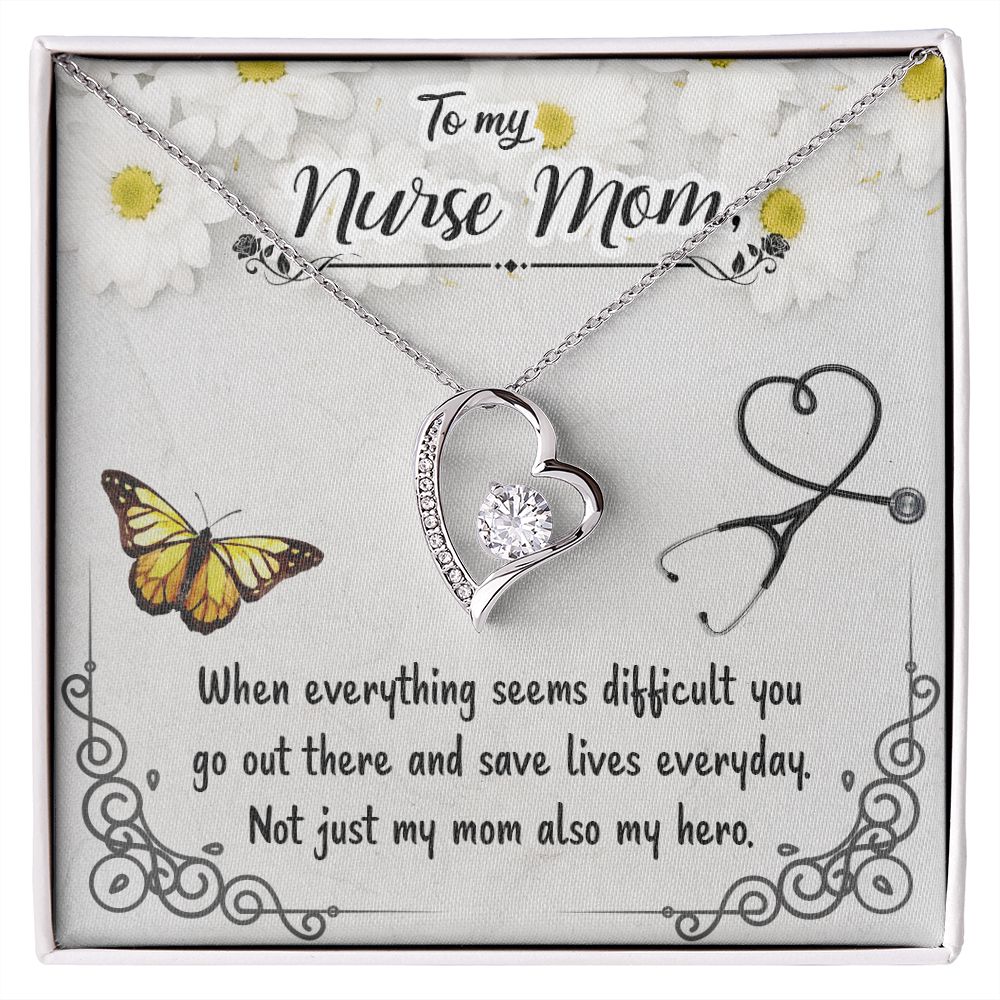 To my Nurse Mom When Everything Forever Necklace w Message Card-Express Your Love Gifts