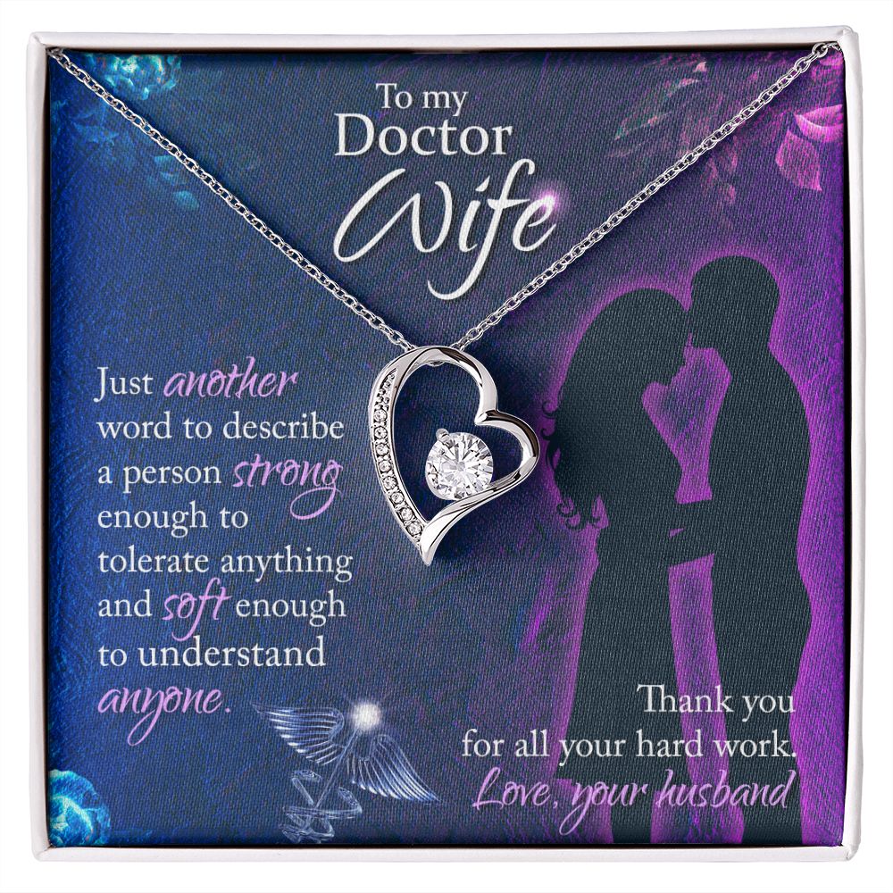 To My Doctor Wife Just Another Word Forever Necklace w Message Card-Express Your Love Gifts