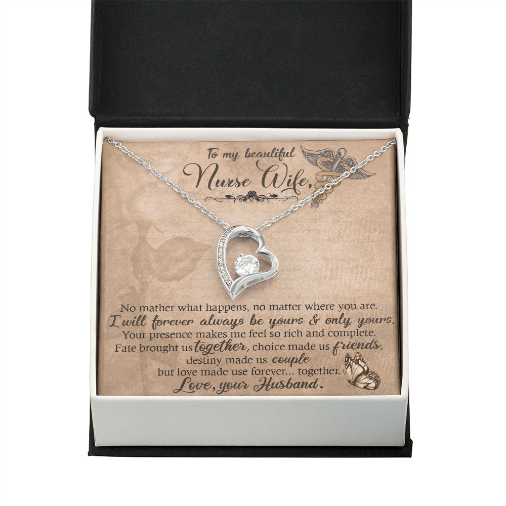 To my Wife Nurse In This Difficult Time Forever Necklace w Message Card-Express Your Love Gifts