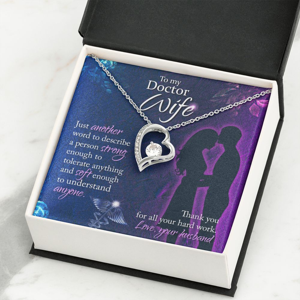 To My Doctor Wife Just Another Word Forever Necklace w Message Card-Express Your Love Gifts