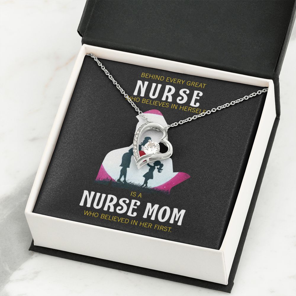 Behind Every Mom Nurse Forever Necklace w Message Card-Express Your Love Gifts