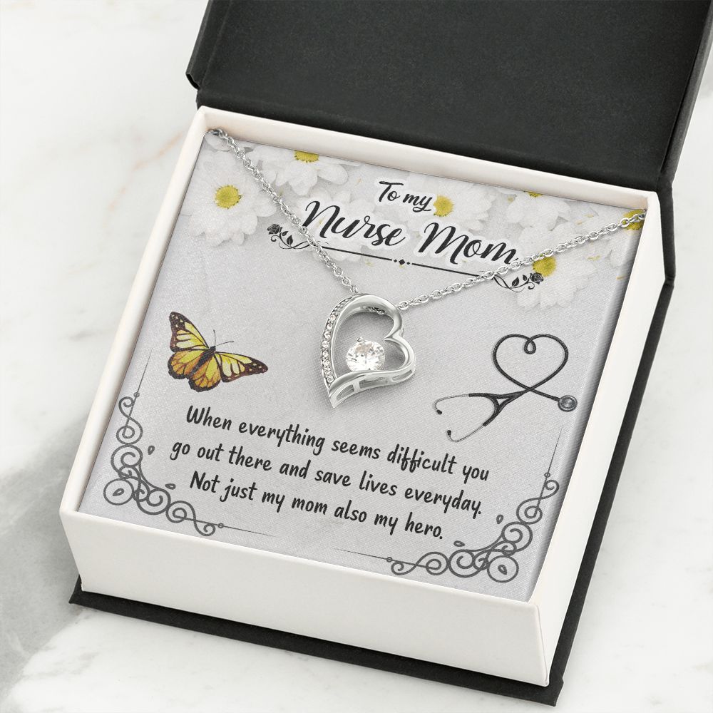 To my Nurse Mom When Everything Forever Necklace w Message Card-Express Your Love Gifts