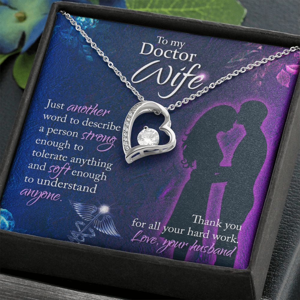 To My Doctor Wife Just Another Word Forever Necklace w Message Card-Express Your Love Gifts