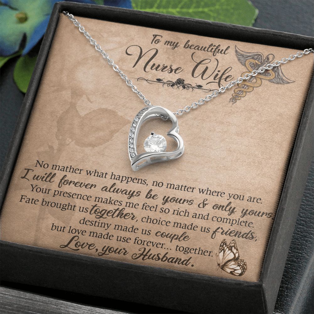 To my Wife Nurse In This Difficult Time Forever Necklace w Message Card-Express Your Love Gifts