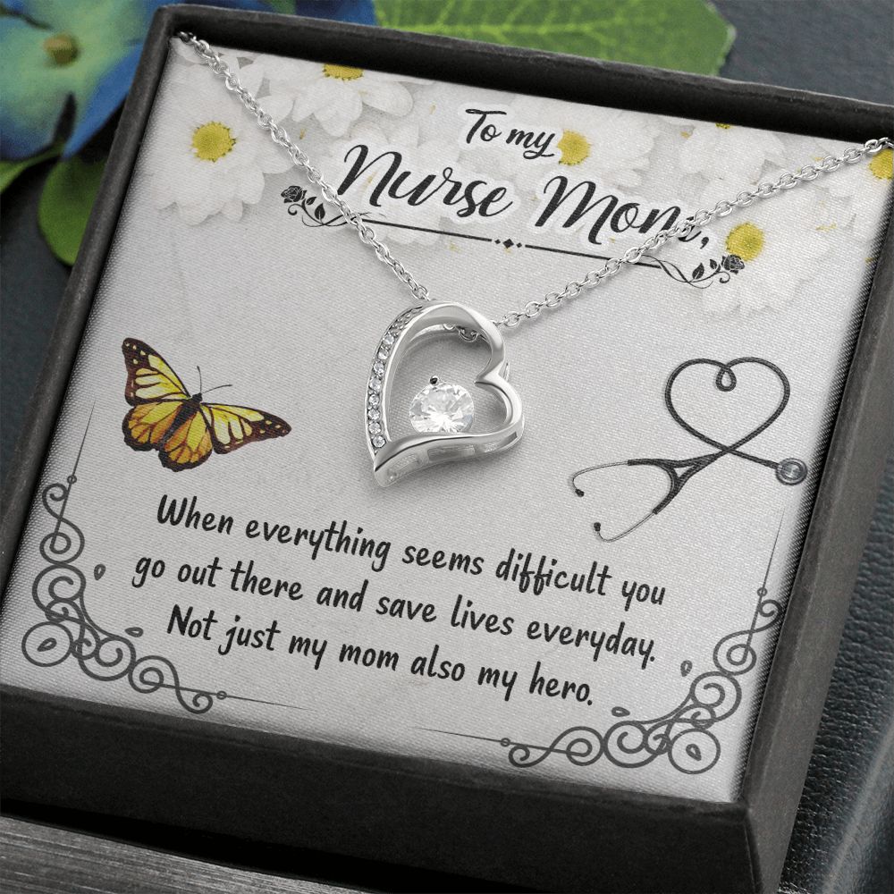 To my Nurse Mom When Everything Forever Necklace w Message Card-Express Your Love Gifts