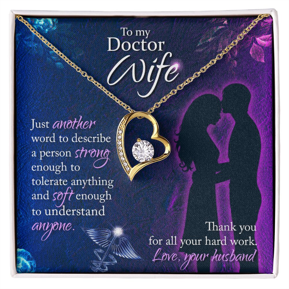 To My Doctor Wife Just Another Word Forever Necklace w Message Card-Express Your Love Gifts