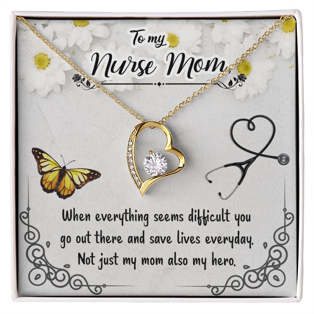 To my Nurse Mom When Everything Forever Necklace w Message Card-Express Your Love Gifts