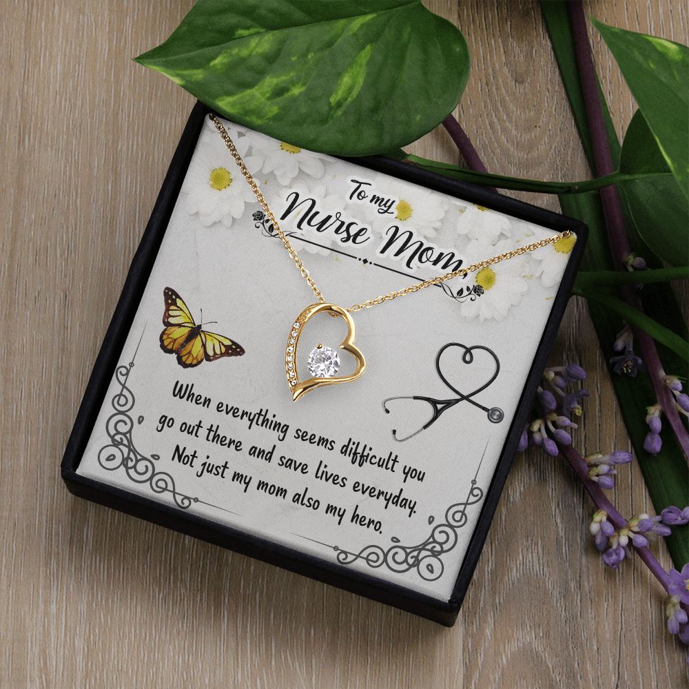 To my Nurse Mom When Everything Forever Necklace w Message Card-Express Your Love Gifts