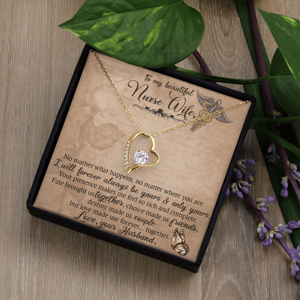 To my Wife Nurse In This Difficult Time Forever Necklace w Message Card-Express Your Love Gifts