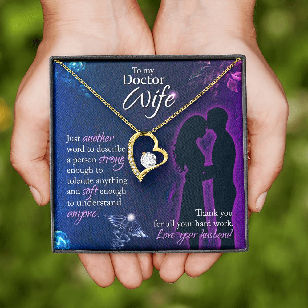 To My Doctor Wife Just Another Word Forever Necklace w Message Card-Express Your Love Gifts