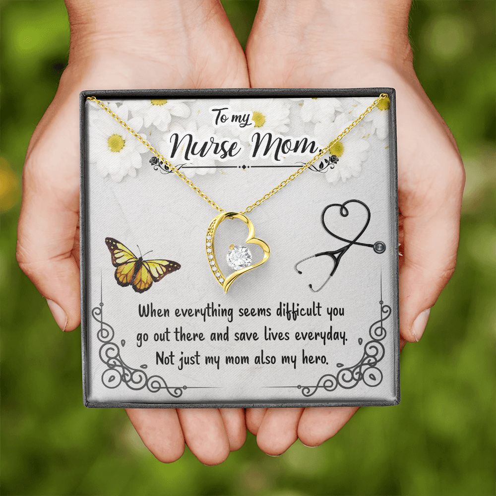 To my Nurse Mom When Everything Forever Necklace w Message Card-Express Your Love Gifts