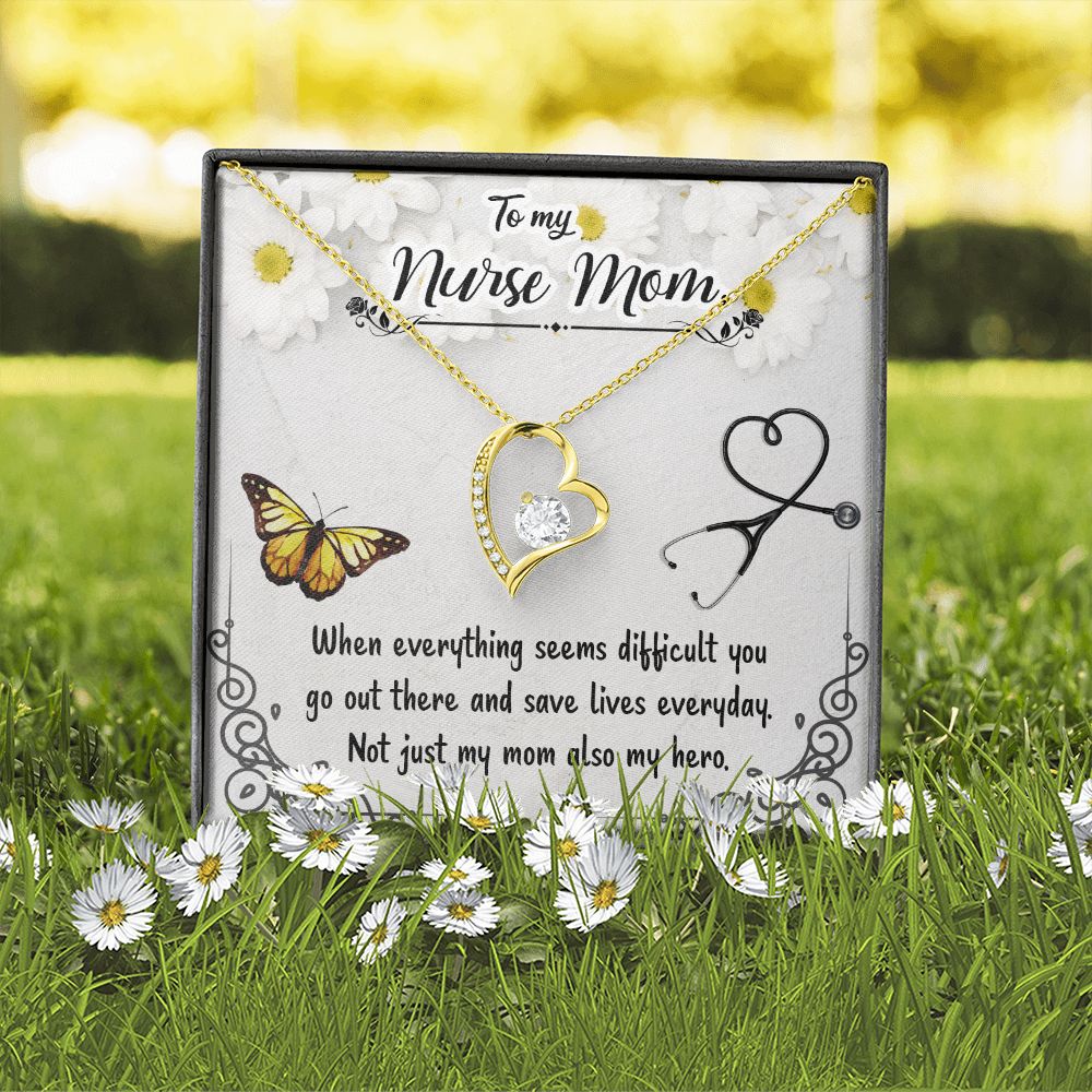 To my Nurse Mom When Everything Forever Necklace w Message Card-Express Your Love Gifts