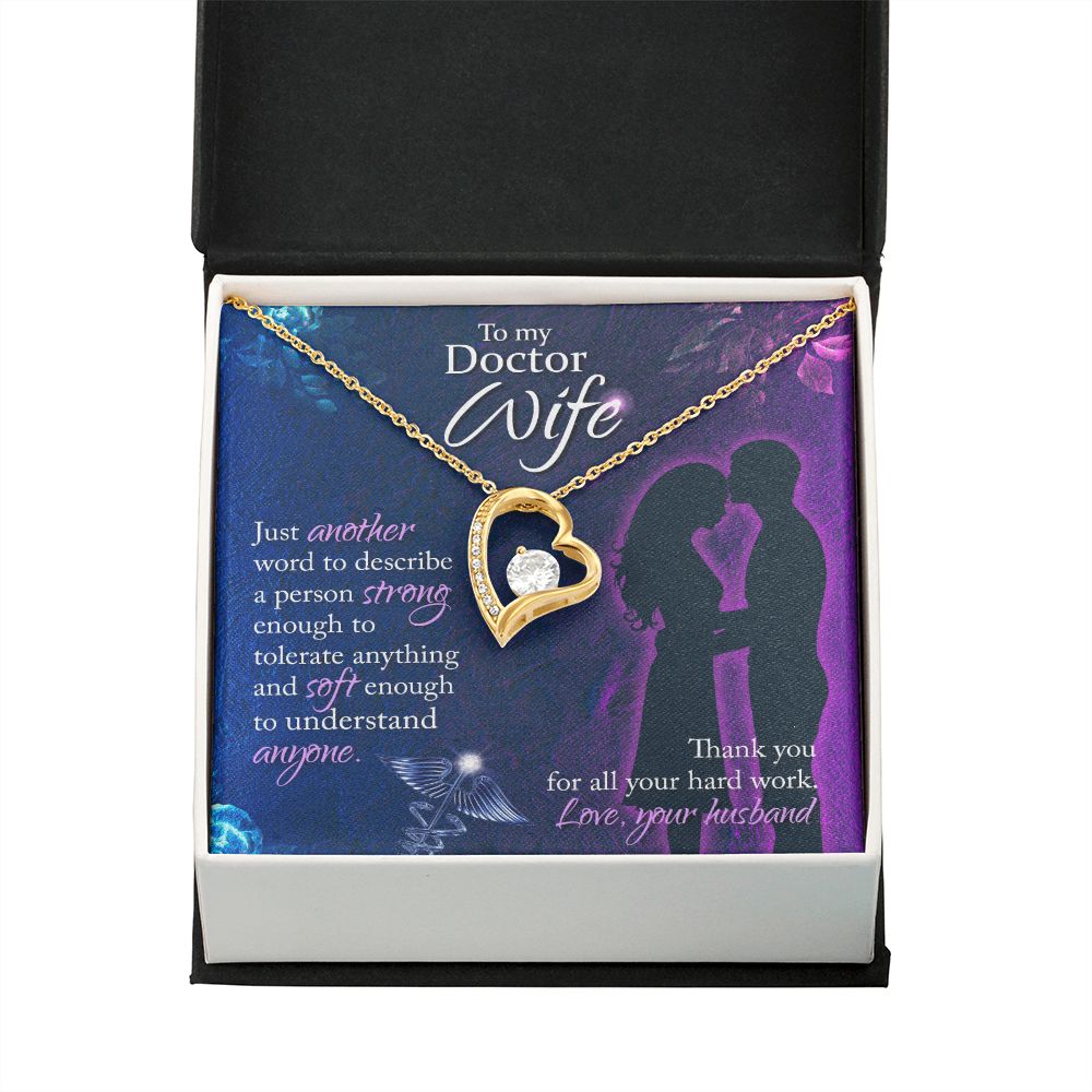 To My Doctor Wife Just Another Word Forever Necklace w Message Card-Express Your Love Gifts