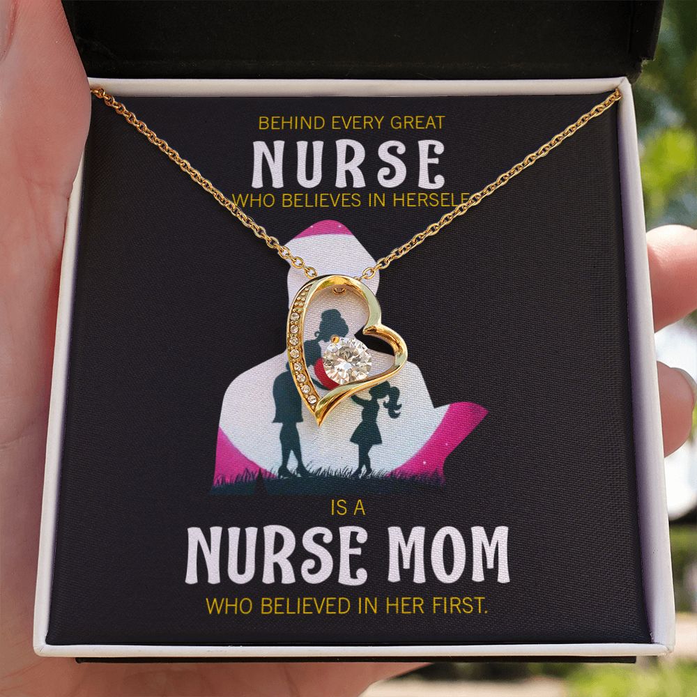 Behind Every Mom Nurse Forever Necklace w Message Card-Express Your Love Gifts