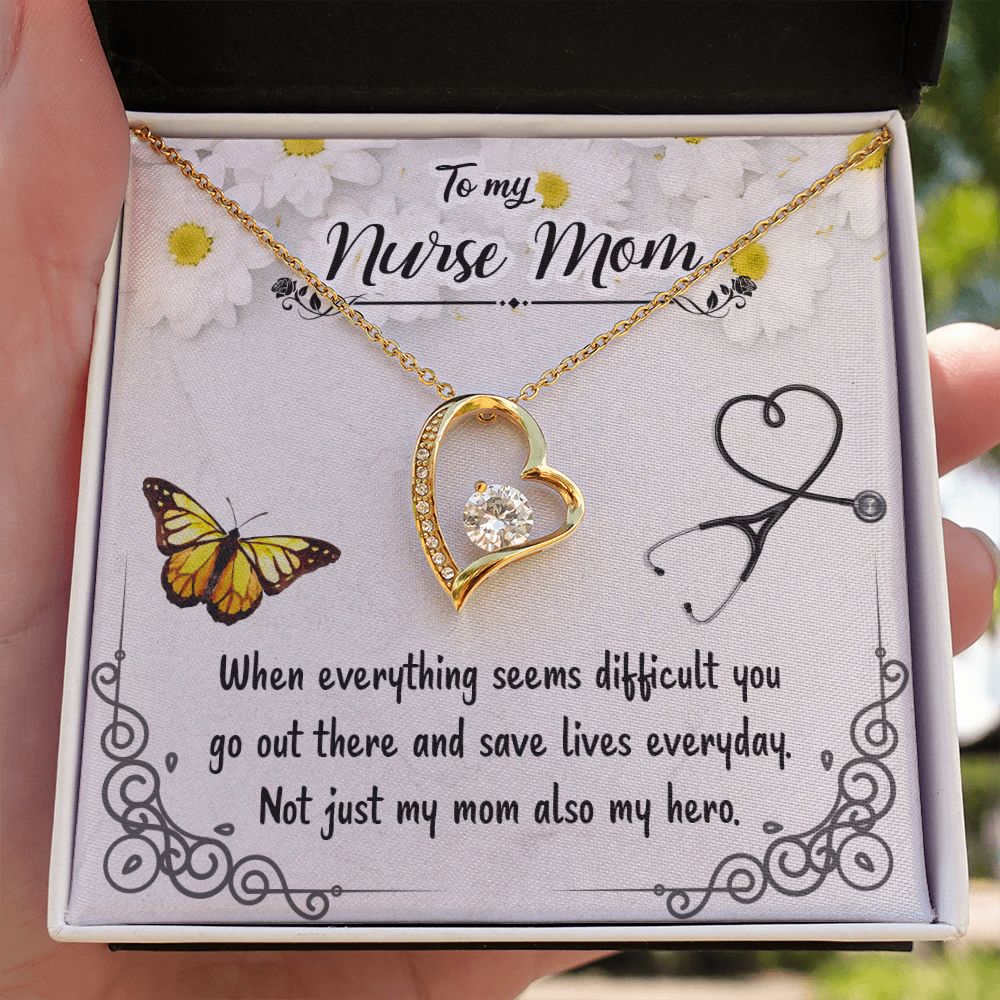To my Nurse Mom When Everything Forever Necklace w Message Card-Express Your Love Gifts
