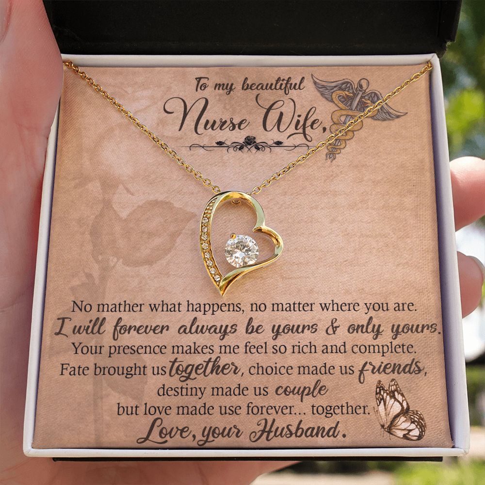 To my Wife Nurse In This Difficult Time Forever Necklace w Message Card-Express Your Love Gifts