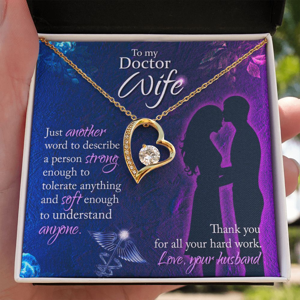 To My Doctor Wife Just Another Word Forever Necklace w Message Card-Express Your Love Gifts