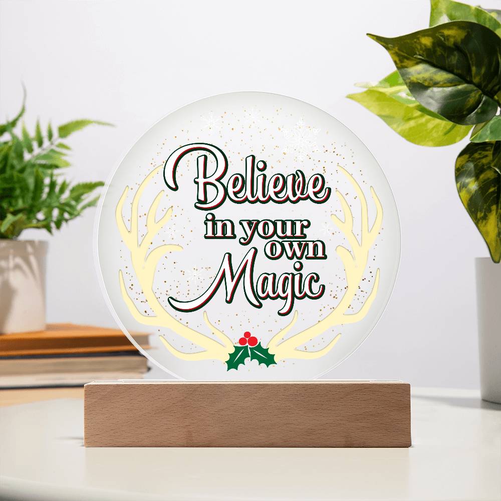 Believe Printed Circle Acrylic Plaque-Express Your Love Gifts