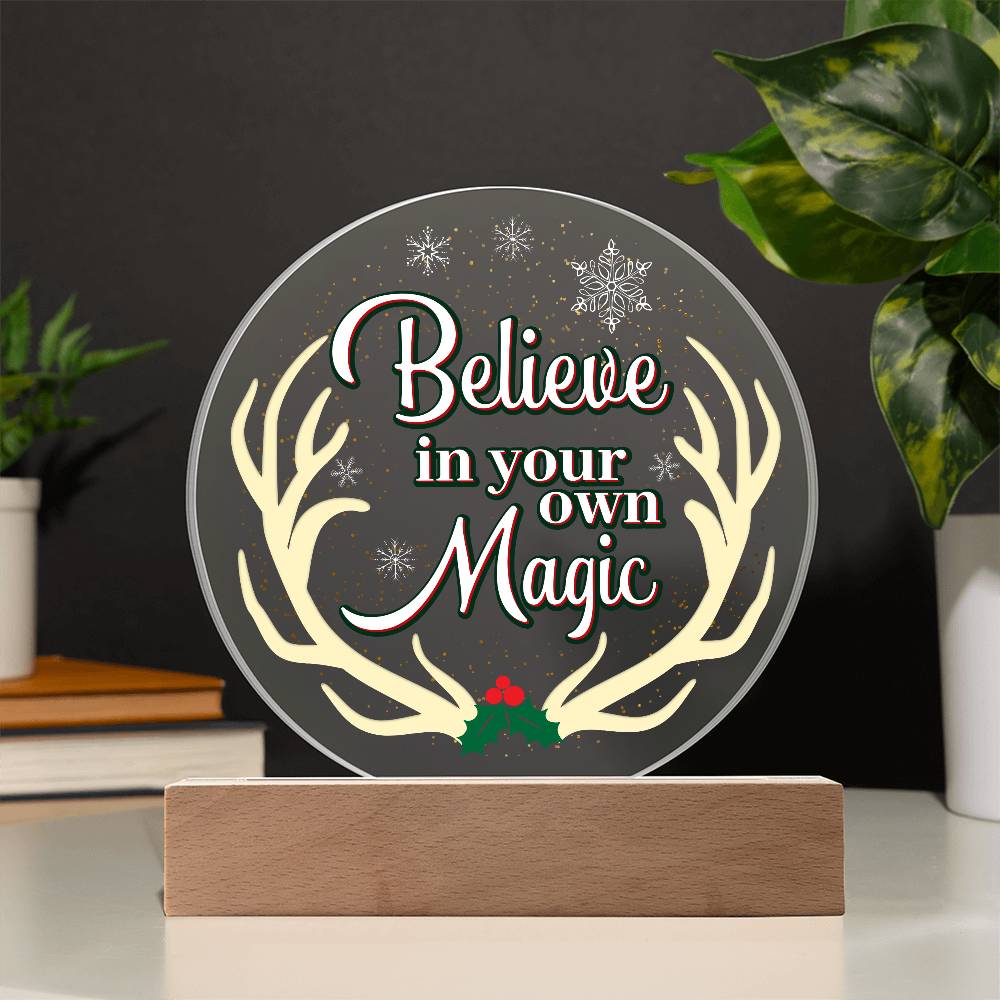 Believe Printed Circle Acrylic Plaque-Express Your Love Gifts