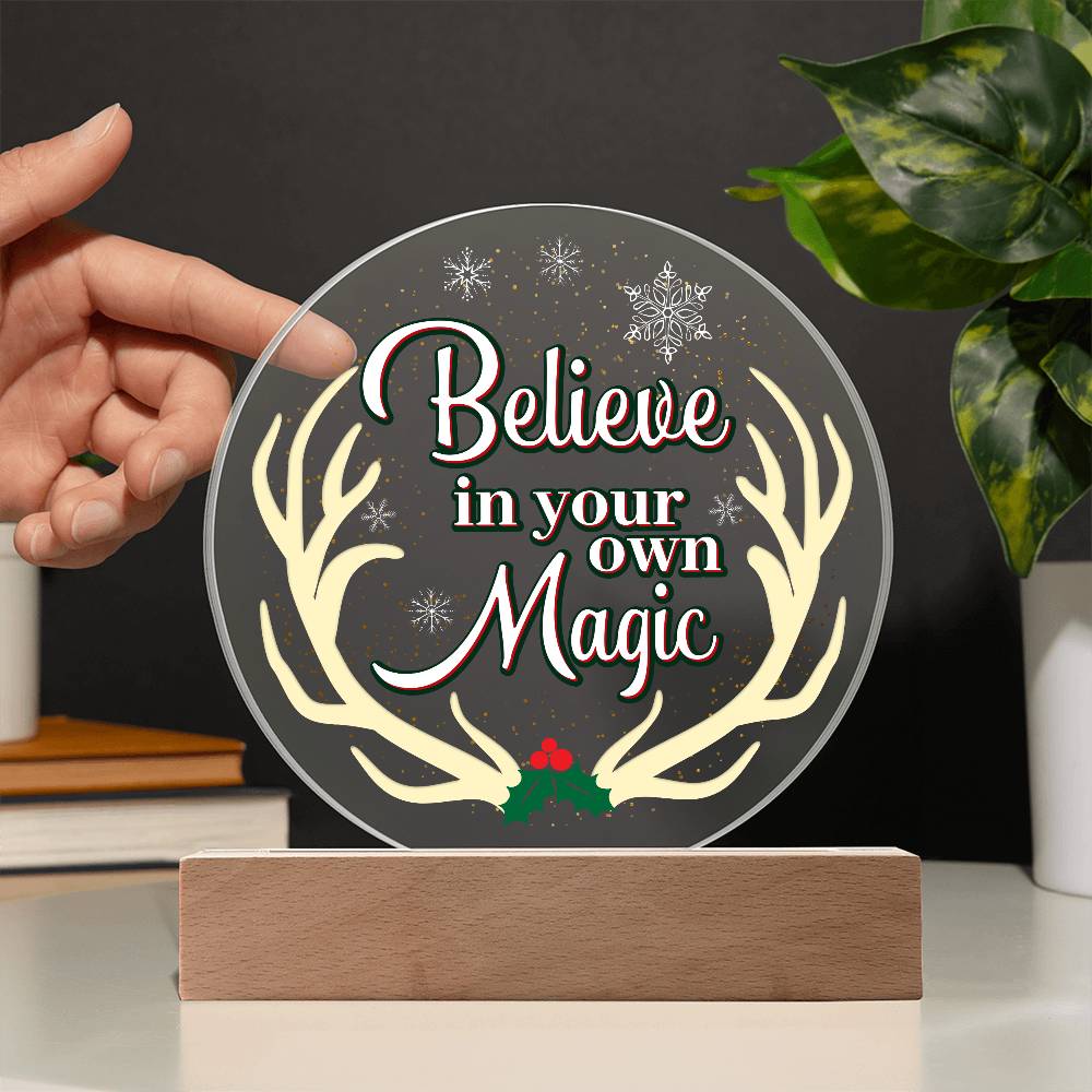 Believe Printed Circle Acrylic Plaque-Express Your Love Gifts