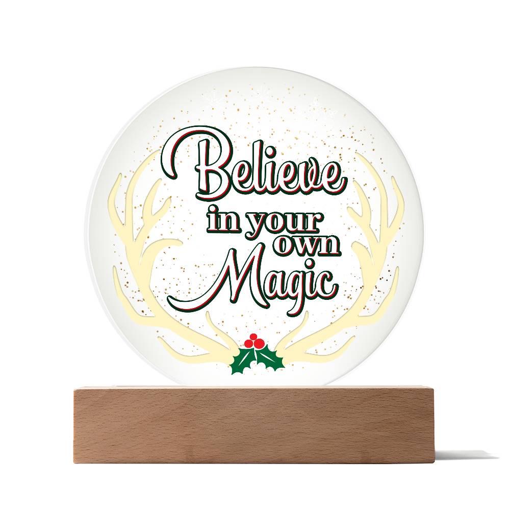 Believe Printed Circle Acrylic Plaque-Express Your Love Gifts