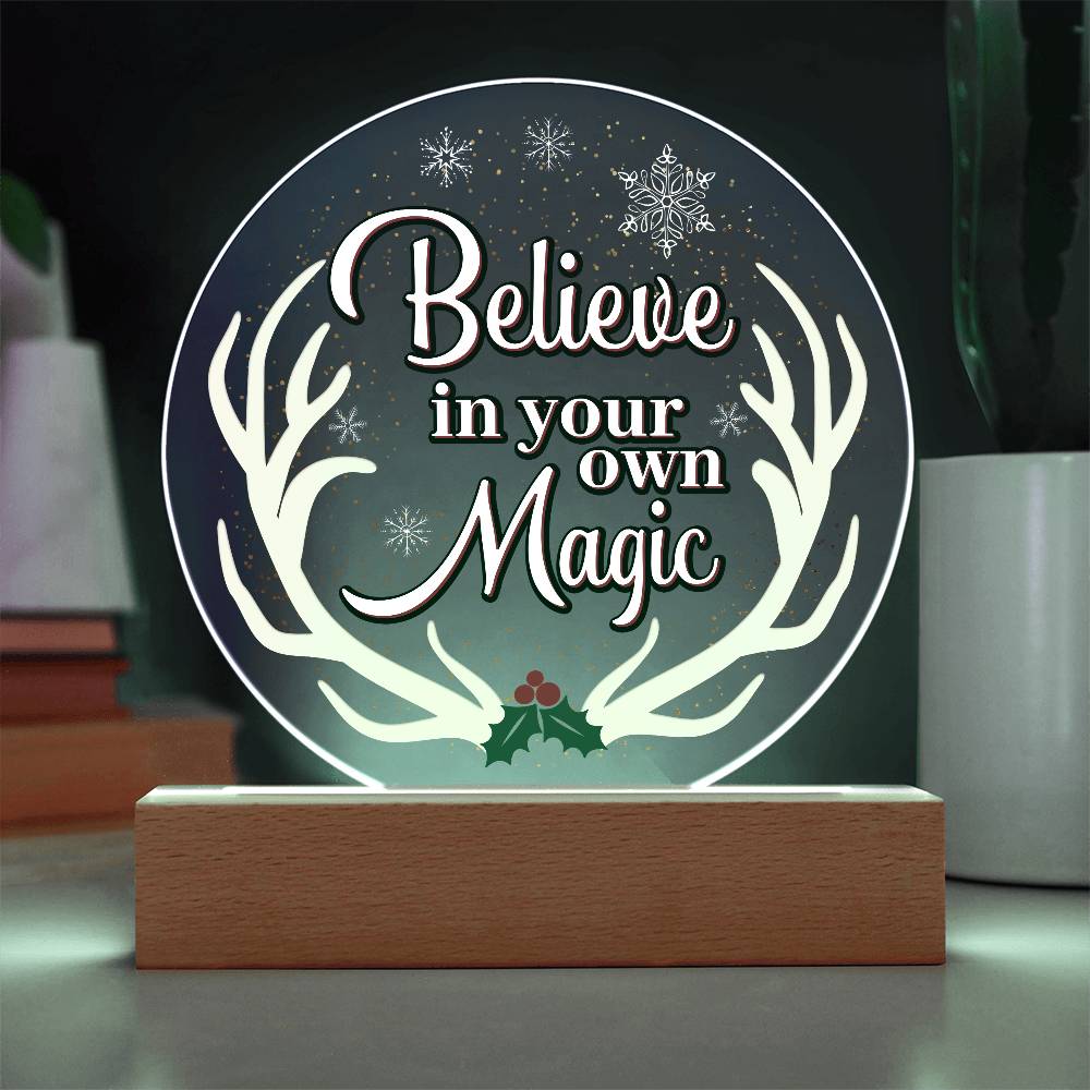 Believe Printed Circle Acrylic Plaque-Express Your Love Gifts