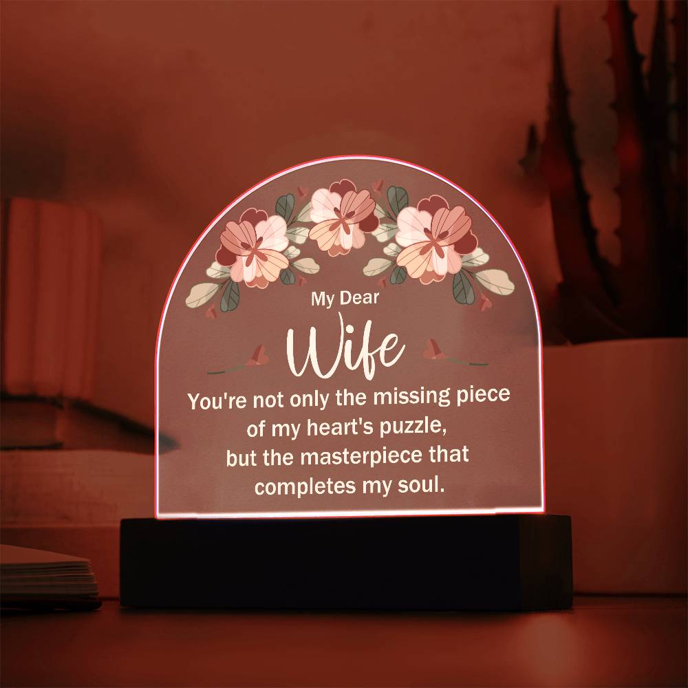 My Dear Wife My Heart's Puzzle Printed Acrylic Dome Plaque-Express Your Love Gifts