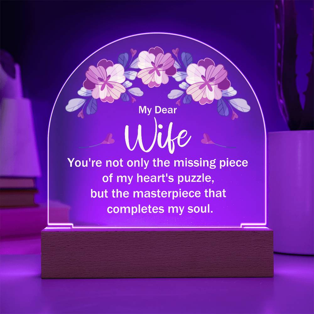 My Dear Wife My Heart's Puzzle Printed Acrylic Dome Plaque-Express Your Love Gifts