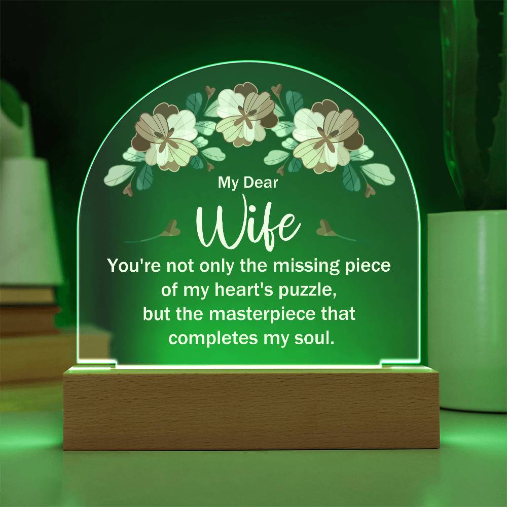 My Dear Wife My Heart's Puzzle Printed Acrylic Dome Plaque-Express Your Love Gifts