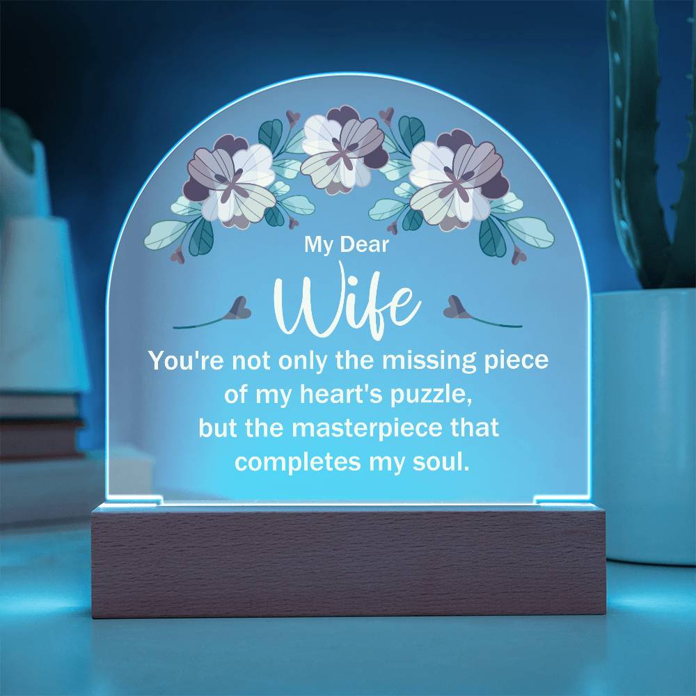 My Dear Wife My Heart's Puzzle Printed Acrylic Dome Plaque-Express Your Love Gifts