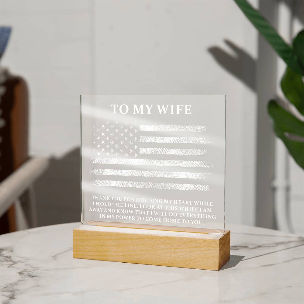 Military Wife Printed Square Shaped Acrylic Plaque-Express Your Love Gifts