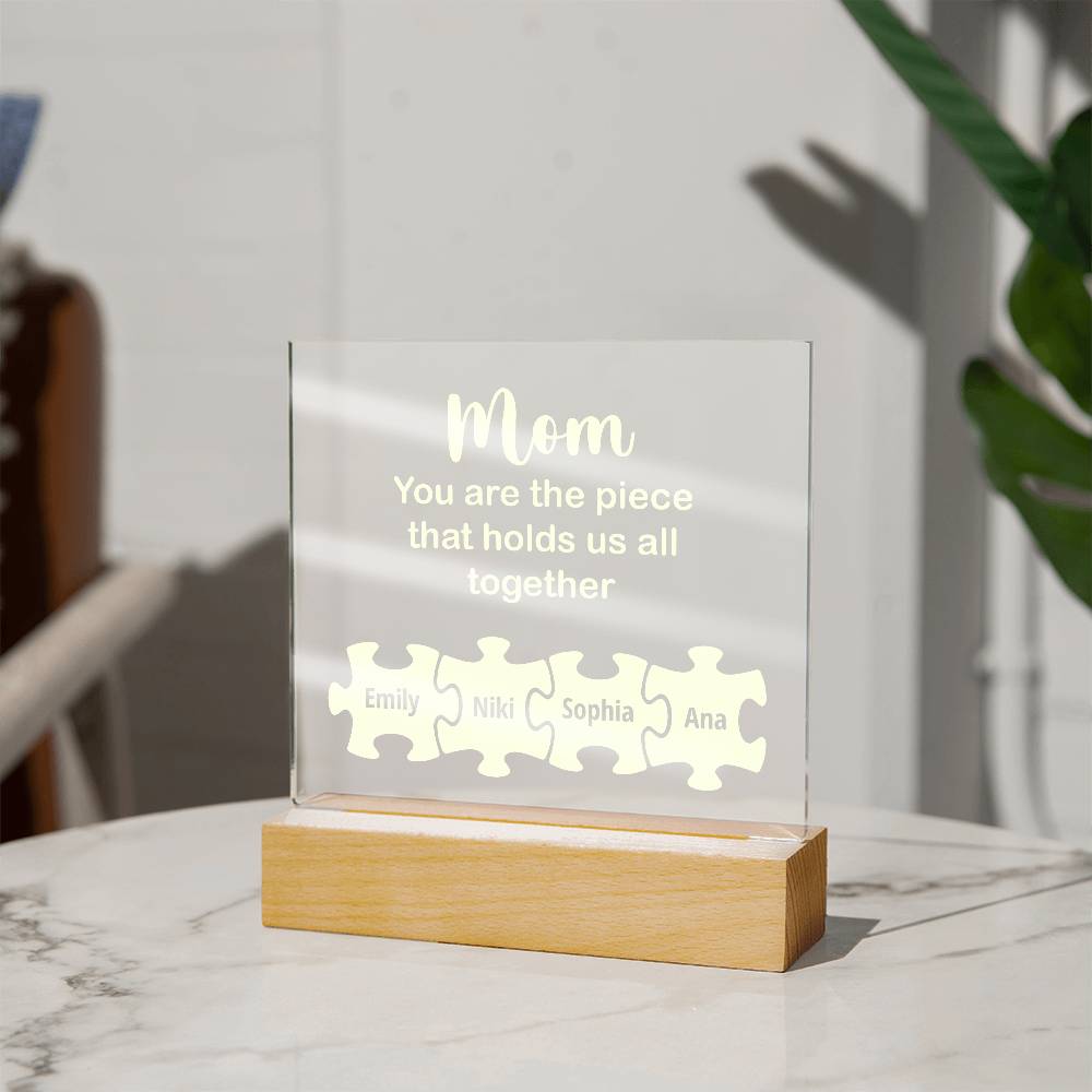 Mom You Are The Piece Printed Square Shaped Acrylic Plaque-Express Your Love Gifts