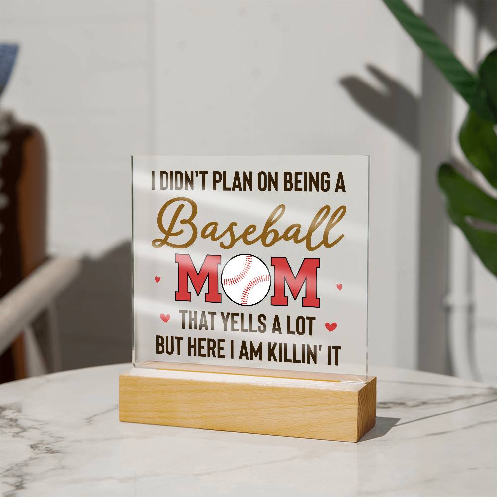 Baseball Mom Yells a Lot Printed Square Shaped Acrylic Plaque-Express Your Love Gifts