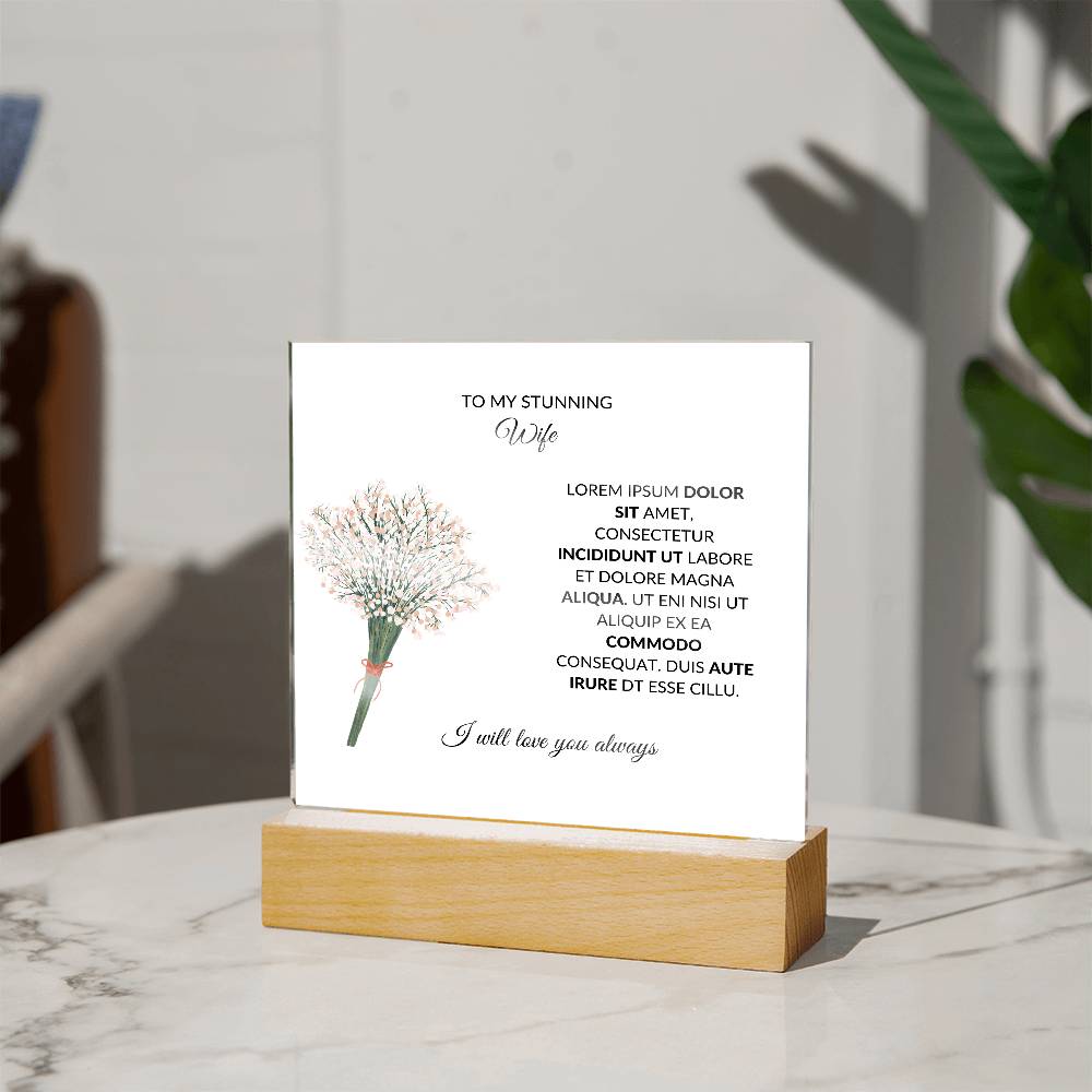 To My Stunning Wife Manga Aliqua Printed Square Shaped Acrylic Plaque-Express Your Love Gifts