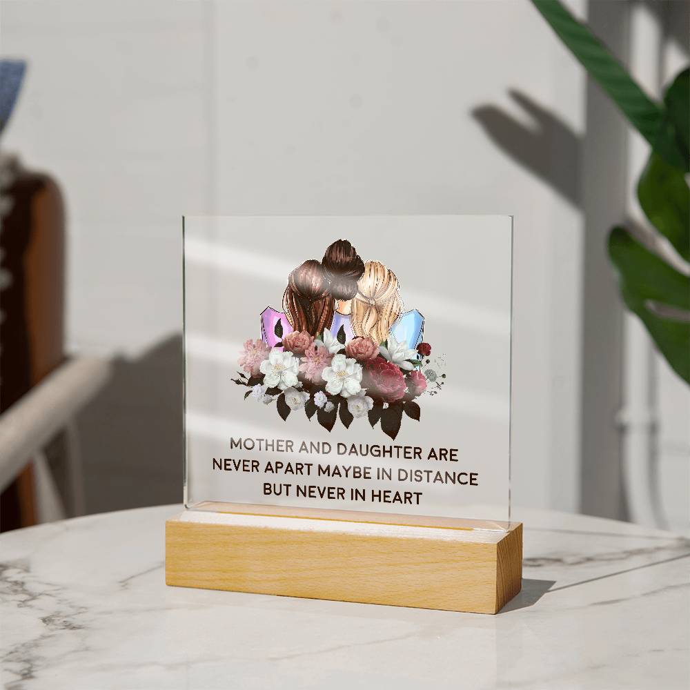 Mother and Daughter Are Never Apart Printed Square Shaped Acrylic Plaque-Express Your Love Gifts