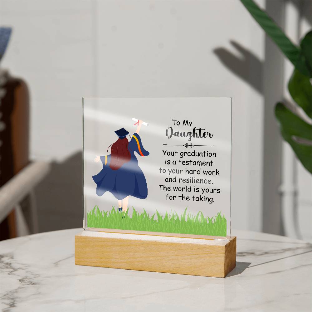 To My Daughter Graduation Testament Printed Square Shaped Acrylic Plaque-Express Your Love Gifts