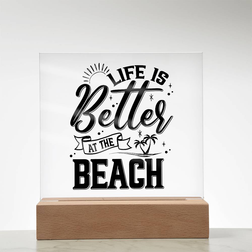 Better at the Beach Printed Square Shaped Acrylic Plaque-Express Your Love Gifts