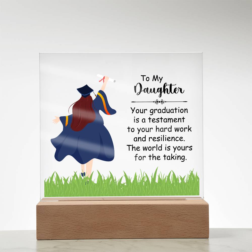 To My Daughter Graduation Testament Printed Square Shaped Acrylic Plaque-Express Your Love Gifts