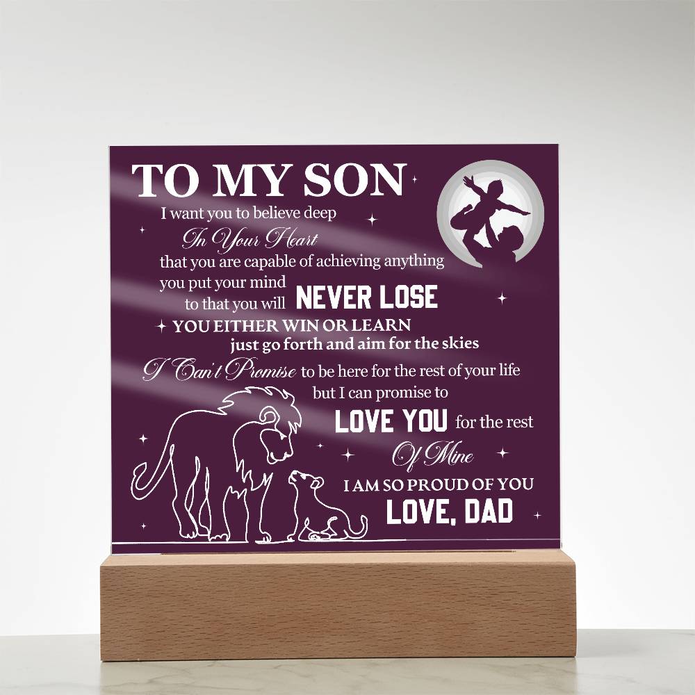 To Son From Dad Never Lose Printed Square Shaped Acrylic Plaque-Express Your Love Gifts