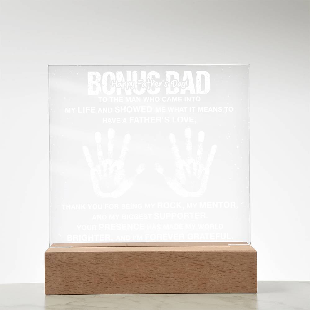 Bonus Dad To The Man Who Came Into Printed Square Shaped Acrylic Plaque-Express Your Love Gifts