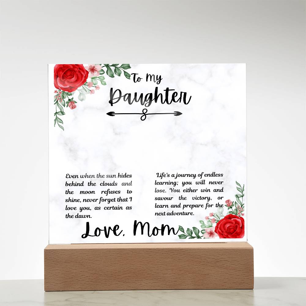 To Daughter From Mom Life's a Journey Printed Square Shaped Acrylic Plaque-Express Your Love Gifts