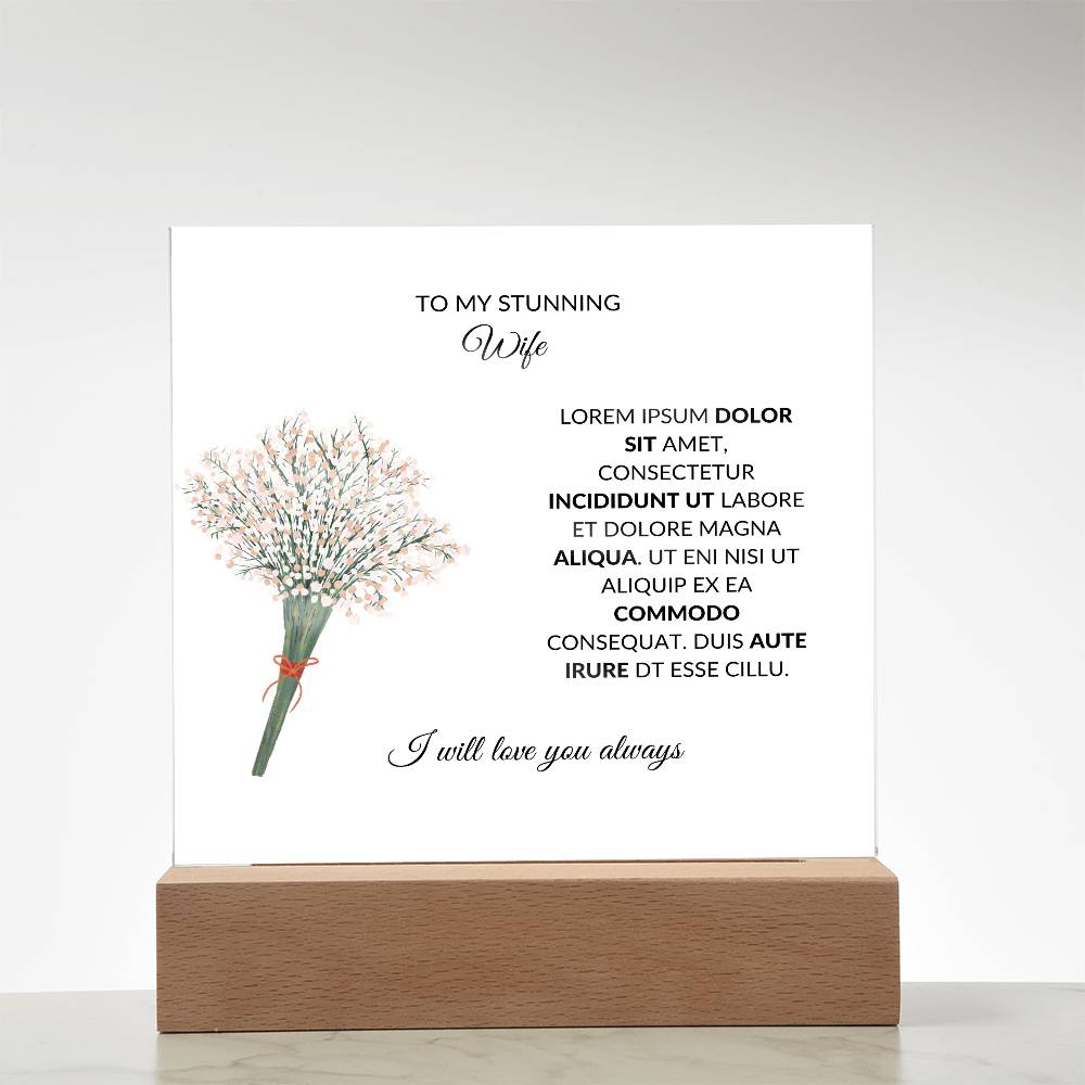 To My Stunning Wife Manga Aliqua Printed Square Shaped Acrylic Plaque-Express Your Love Gifts