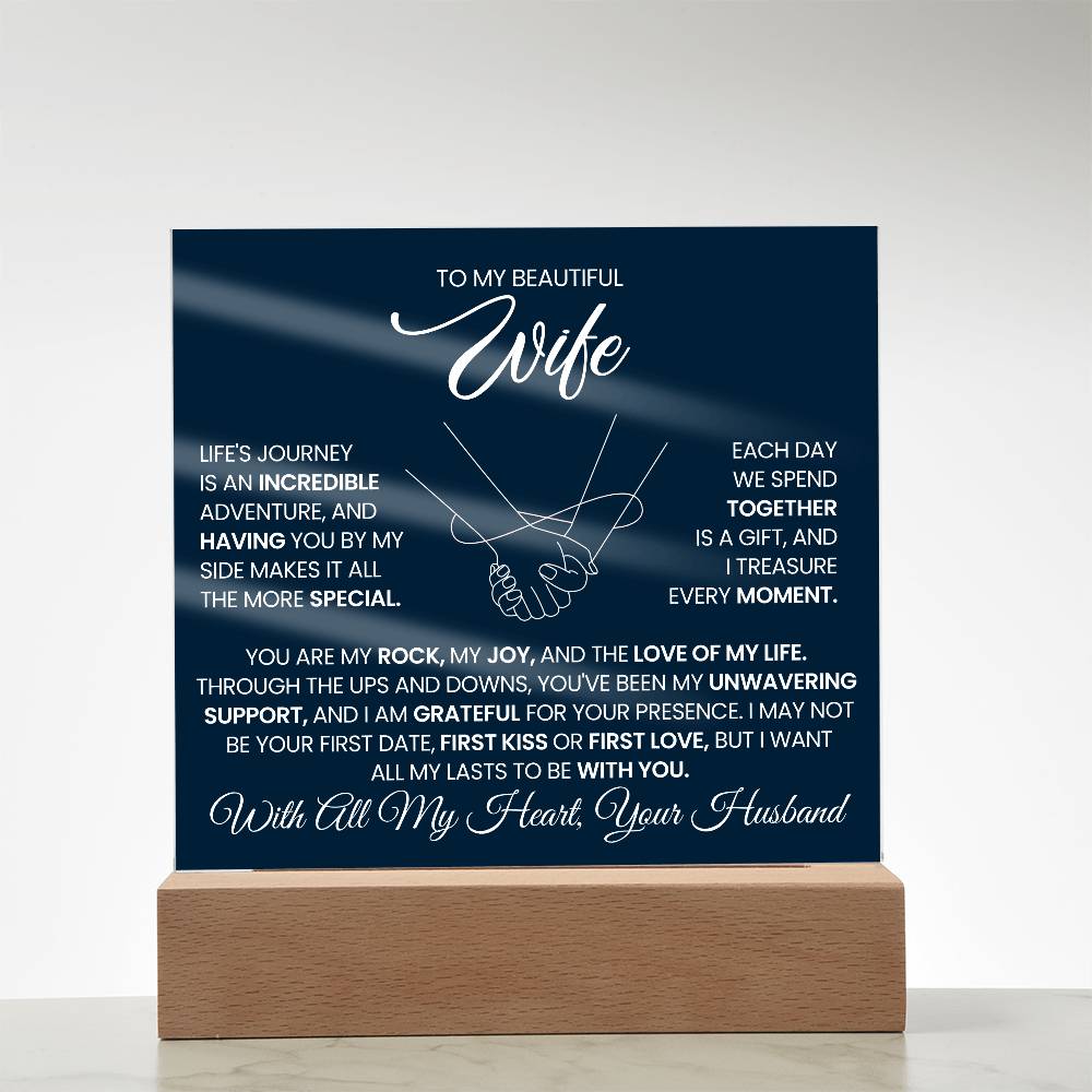 To My Wife You Are My Rock Printed Square Shaped Acrylic Plaque-Express Your Love Gifts