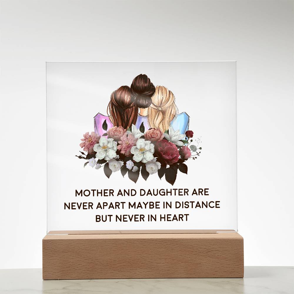 Mother and Daughter Are Never Apart Printed Square Shaped Acrylic Plaque-Express Your Love Gifts