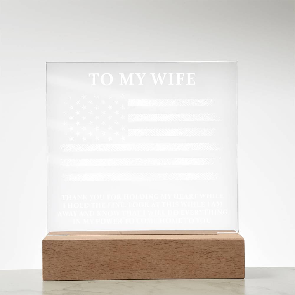 Military Wife Printed Square Shaped Acrylic Plaque-Express Your Love Gifts