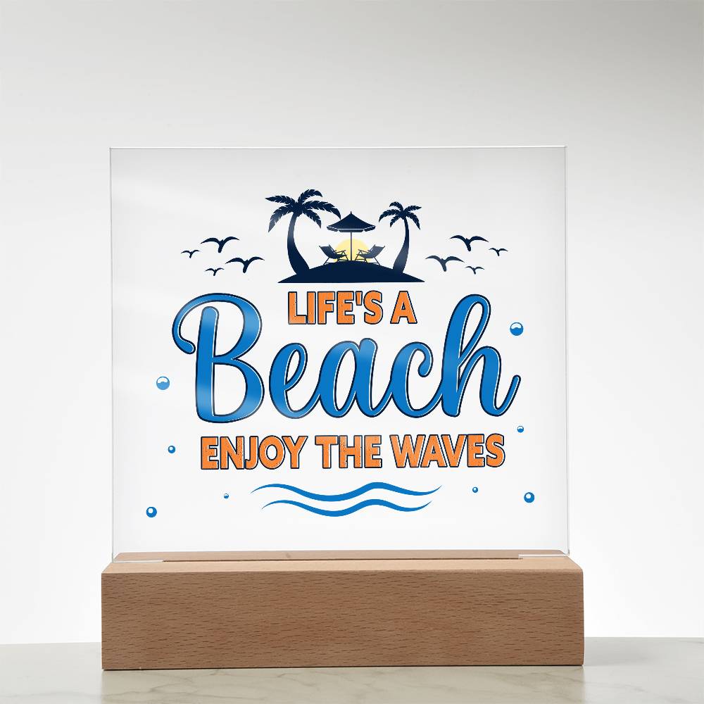 Beach Waves Printed Square Shaped Acrylic Plaque-Express Your Love Gifts